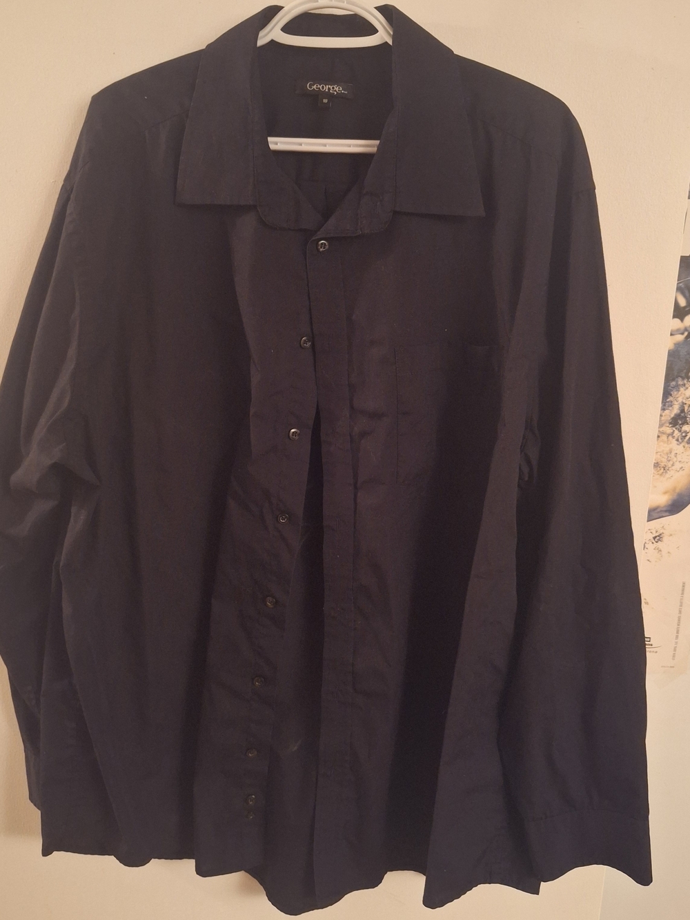 George Men's Black Lightweight Button-Up Shirt
